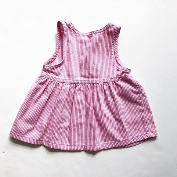 Vintage Oshkosh button denim pink stripe dress 12m - Picture 4 of 6